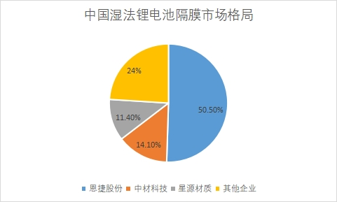 濕法鋰電池隔膜市場(chǎng)份額