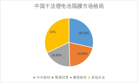 干法鋰電池隔膜市場(chǎng)份額
