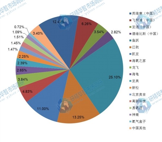 2015年中國主流企業(yè)制氧機(jī)銷量市場份額 2015年中國主流企業(yè)制氧機(jī)銷量市場份額