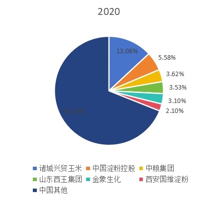 2020年中國(guó)淀粉及淀粉產(chǎn)品主要企業(yè)產(chǎn)量占比 2020年中國(guó)淀粉及淀粉產(chǎn)品主要企業(yè)產(chǎn)量占比